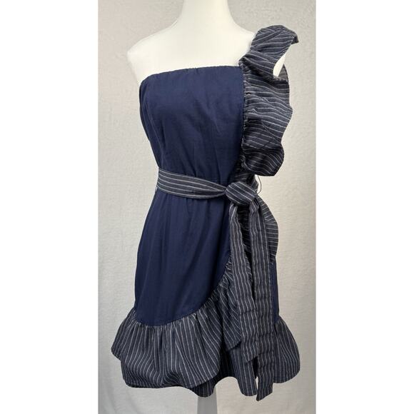 VENUS Navy and Gray One-Shoulder Mini Dress - Picture 3 of 9
